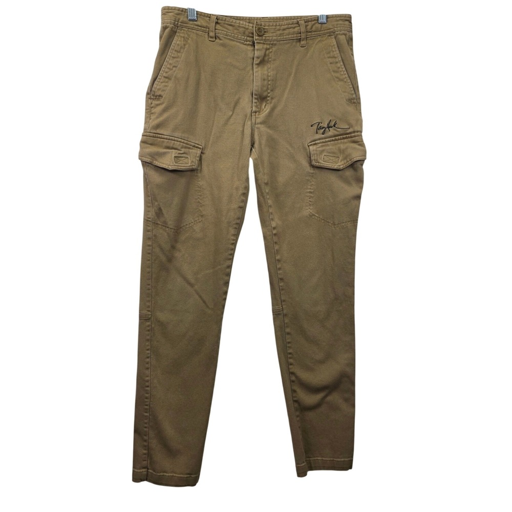 Tony Hawk Mens Tan Khaki Utility Y2K Cargo Pants Slim Straight Stretch 32x30